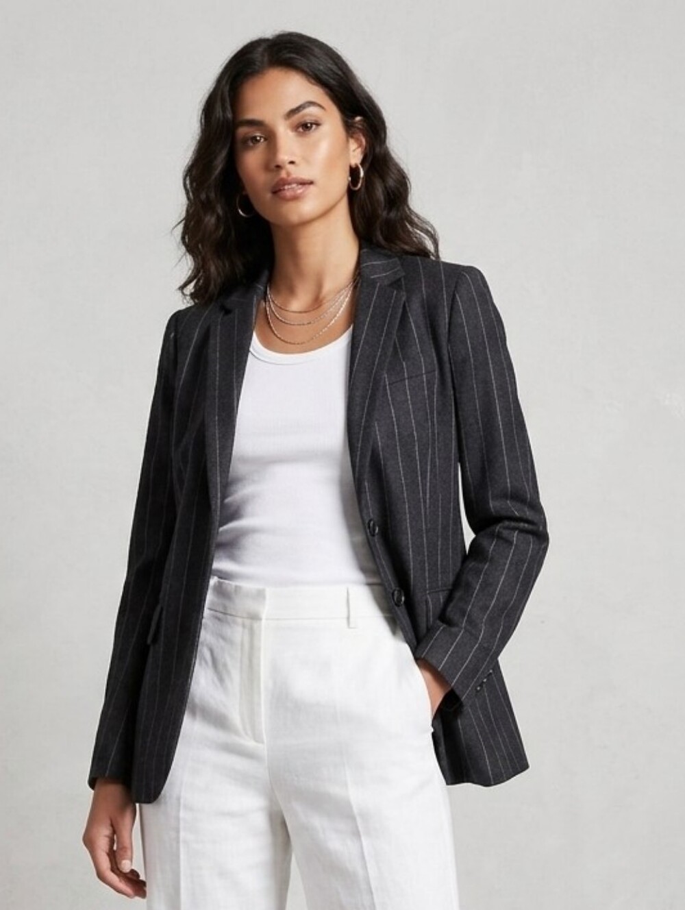 Theory Women's Grey Pinstriped Blazer